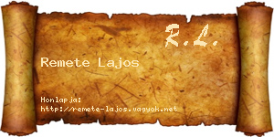Remete Lajos névjegykártya